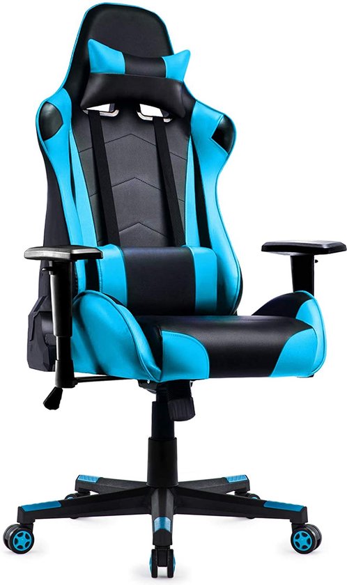 FurnitureR Morandi Curio Gaming Chair for Children, Office Chair, Ergonomic Modern Design, Sleeveless, Seat Height Adjustment, Rubber Wheels, Blue FurnitureR Morandi Curio Gaming Chair for Children, Office Chair, Ergonomic Modern Design, Sleeveless, Seat Height Adjustment, Rubber Wheels, Blue