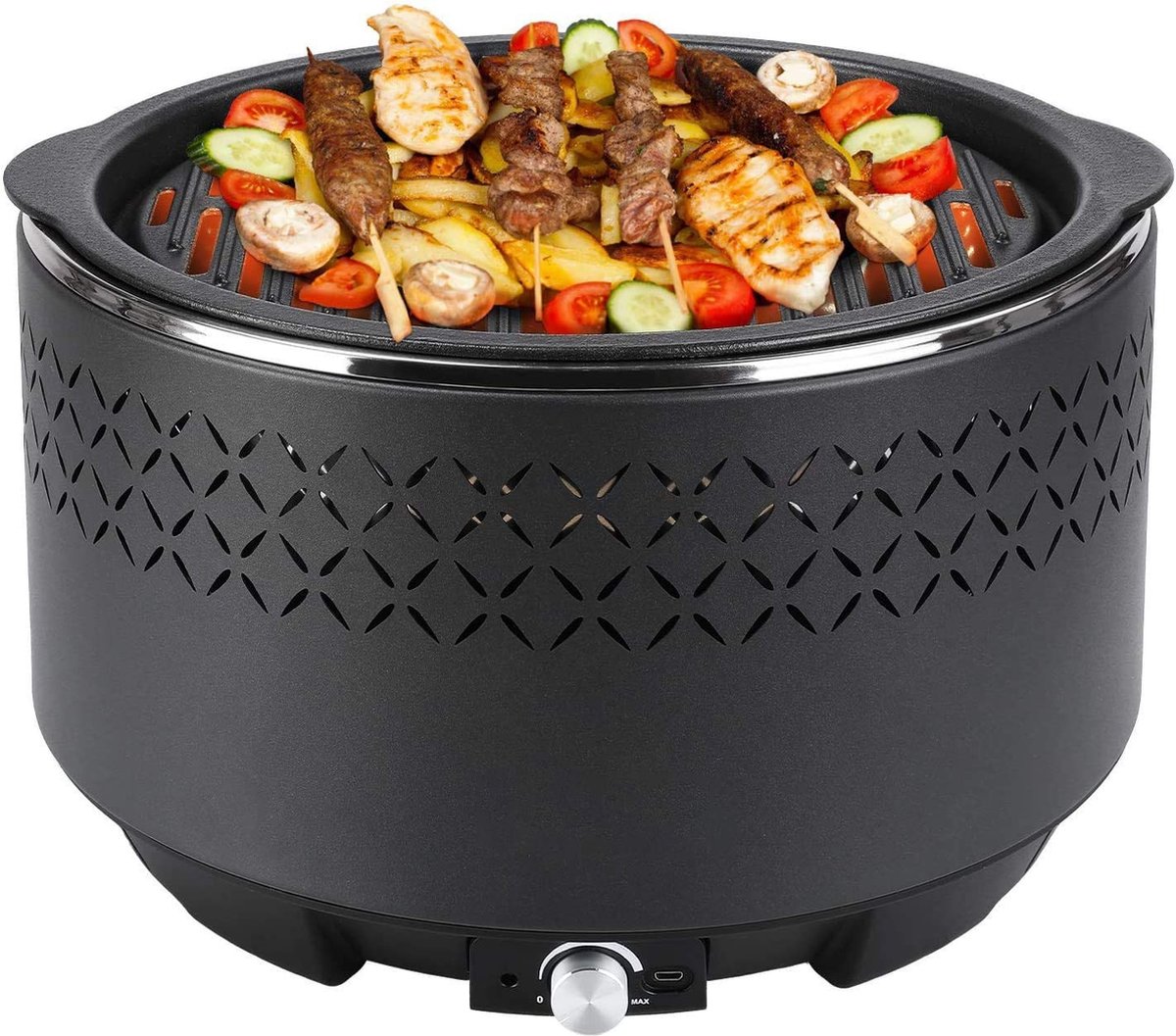 Thee koken rond de kachel, barbecuekachel, huishoudkachel
