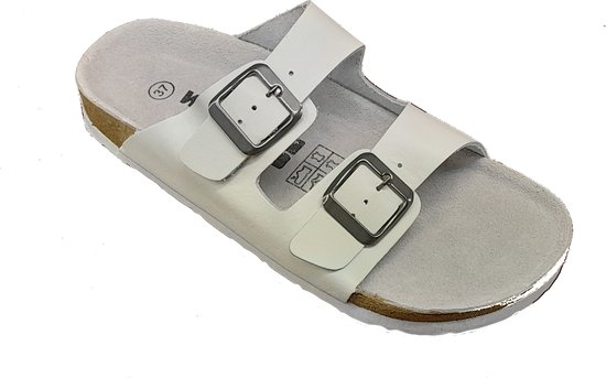 Walkx comfort slippers wit leder, maat 44
