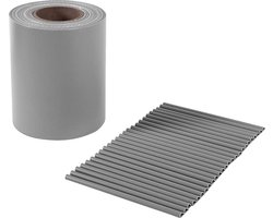 PVC scherm, hekfolie 40 m x 19 cm, extra dik en oogdicht, met 25 x montageclips, lichtgrijze MPJ040Q