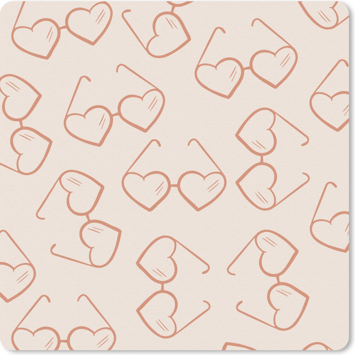 Muismat 20x20 cm - Mousepad Zonnebril - Hart - Zomer - Muismatten