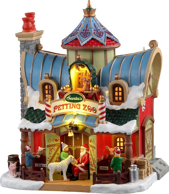 Lemax - 'Santa's Petting Zoo' - Verlicht gebouw - Exclusief adapter (werkt ook op batterijen)