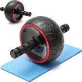 Ab wheel met matje - Buikspiertrainer - Ab Roller - Zwart met rood
