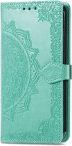 Bloem mandala groen agenda book case hoesje Motorola Moto E20 / E30 / E40