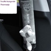 Autogordel Beschermer - Gordel met Knuffel - Seat Pets voor Auto of Kinderwagen - Nek Beschermer- Zacht en Schattig - Klittenband - 6.5*22cm - Reismaatje Grijze Vos -  Sale!