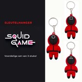 Squid Game Sleutelhanger - Key Chain - Set 3 Stuks (of meer) - Cadeau - Rood