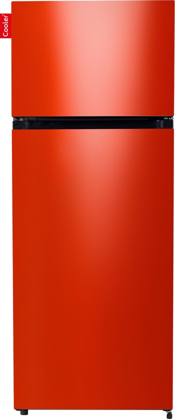 COOLER MEDIUM-FRED Combi Top Koelkast, F, 164+41l, Hot Rod Red Gloss Front