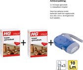 HG koper glansdoek  - 2 stuks + Knijpkat/Zaklamp