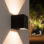 HOFTRONIC Kansas - Wandlamp Buiten - Up and Down light - Dimbaar - 6 Watt - 3000K Warm wit - IP65 waterdicht - Zwart - LED - Muurlamp - Instelbare Lichtbundels - Geschikt als wandlamp buiten,