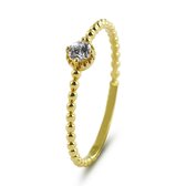 Silventi 9NBSAM-G210284 Gouden Ring met Zirkonia - Dames - Zirkonia - 4 mm Doorsnee - Maat 54 - Bolletjes - 14 Karaat - Goud