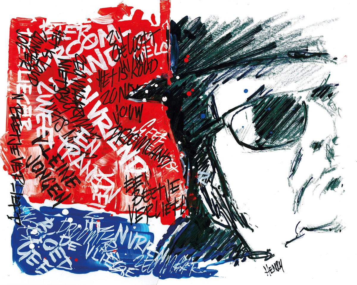 ANDRE HAZES * DROOMLAND * - uniek sign painted kunstwerk op wit dibond 75 x 60 c
