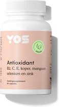 YOS Health Antioxidant - Voedingssupplement - Koper, Zink en Mangaan - Vitamine C & B2 - Hoge Dosering - 60 Capsules - Voor Volwassenen