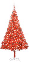 Huis en Tuin Depot Kunstkerstboom Met Led'S En Kerstballen 210 Cm Pvc Rood
