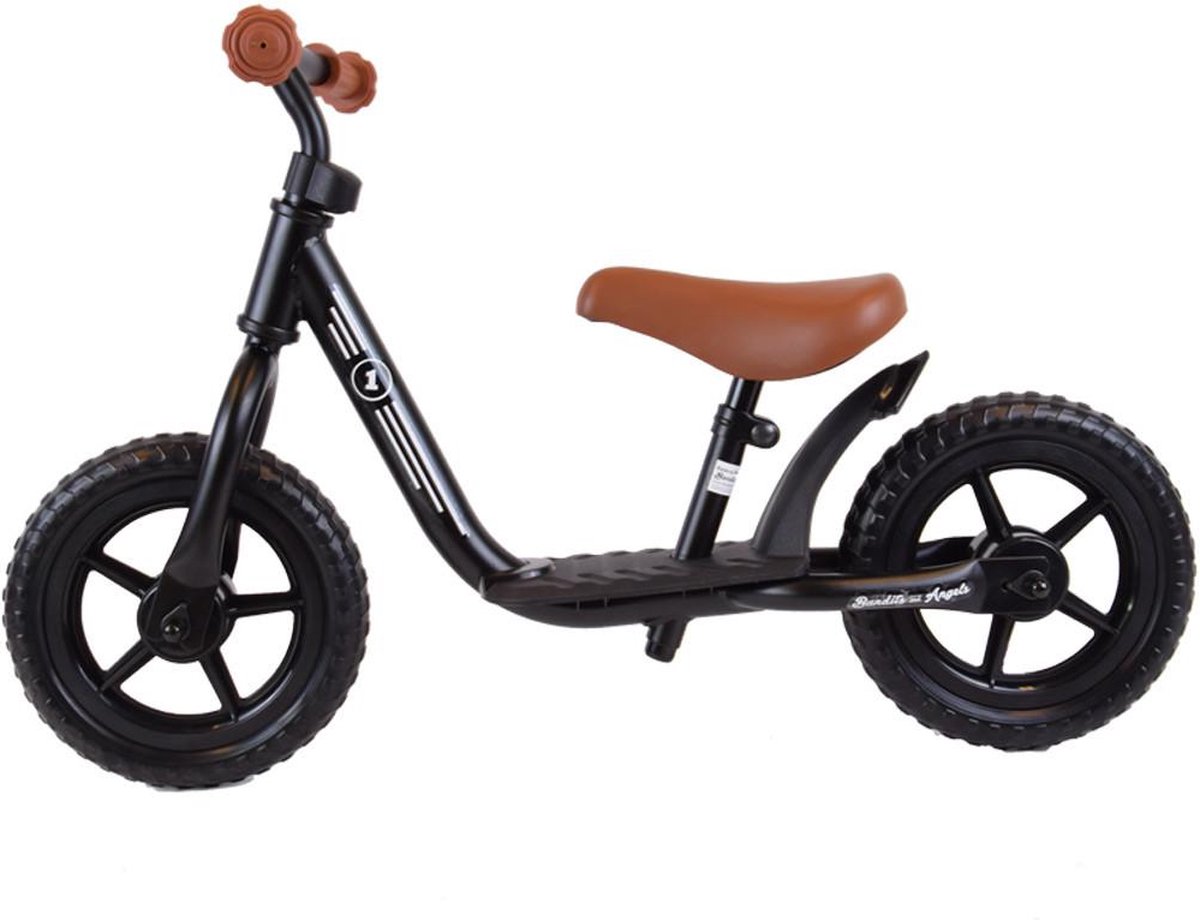 Bandits & Angels Metalen Loopfiets Met Mandje Starter Zwart met Voetenplank vanaf 2 Jaar - Limited Edition - Zwarte Loop Fiets - Verstelbaar Zadel 29 tot 39 cm - Voor Jongens en Meisjes - Compact en Veilig - Lage Instap met Voetenplank — afbeelding 11