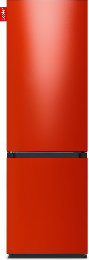 Koelkast: COOLER LARGECOMBI-FRED Combi Bottom Koelkast, E, 198+66l, Hot Rod Red Gloss Front, van het merk Cooler