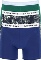 Björn Borg boxershorts Essential  (3-pack) - heren boxers normale lengte - groen - blauw en print -  Maat: S