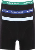 Björn Borg boxershorts Essential  (3-pack) - heren boxers normale lengte - zwart met gekleurde tailleband -  Maat: XL