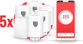 evanell° Slimme Radiatorknop Starterskit Incl. 5 Radiatorknoppen - Thermostaatknop Werkt met Google Home en Alexa
