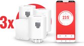 evanell° Slimme Radiatorknop Starterskit Incl. 3 Radiatorknoppen (Updated V2) - Thermostaatknop Werkt met Google Home en Alexa