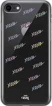 XoXo Colors - iPhone Transparant case - Transparant hoesje geschikt voor iPhone SE 2022 / SE 2020 / 8 / 7 - Doorzichtig shockproof case met opdruk xoxo - Siliconen hoesje