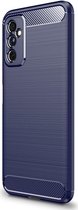 Samsung Galaxy M52 5G Hoesje Geborsteld TPU Flexibele Back Cover Blauw