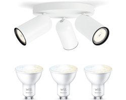 WiZ Pongee Opbouwspot (Wit) - Warm tot Koelwit Licht - Plafondspot met 3 Lichtpunten - GU10 -Te bedienen via WiFi