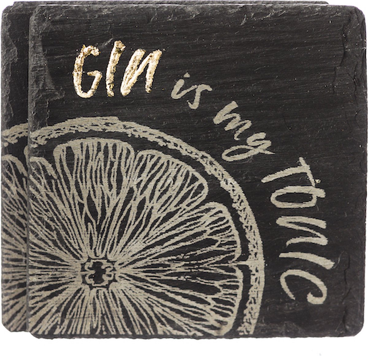 Onderzetters GIN IS MY TONIC - Gegraveerd - Leisteen - Just Slate Company Scotland