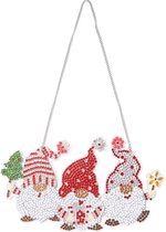 Diamond Painting Hangend Kerst Ornament gnomes / kabouters (21cm)
