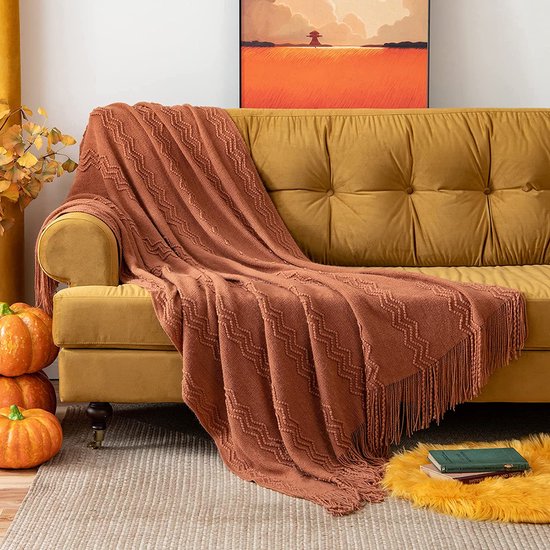 Couverture de jet pour canapé-lit housse de canapé chambre tricotée avec  franges... | bol