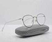 Leesbril +3.5 / grijze halfbril van metalen frame / metalen veerscharnier / bril op sterkte +3,5 / unisex leesbril met brillenkoker en microvezeldoekje / dames en heren leesbril /