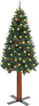 Huis en Tuin Depot Kerstboom Met Led'S En Hout En Dennenappels Smal 150 Cm Groen