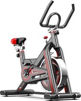 Tokuyi® Spinningfiets - Digitale Monitor - Spinbike - Hometrainer Fiets - Hometrainer Fitness - Spinning Fiets - 6 kg Vliegwiel - Zwart/Rood