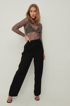 Na-kd Recycled Polo Neck Mesh Top Tops & T-shirts Dames - Shirt - Beige - Maat XS