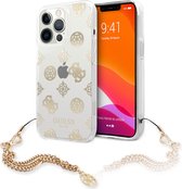 iPhone 13 Pro Backcase hoesje - Guess -  Goud - TPU (Zacht)