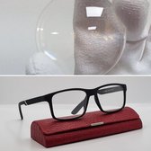 Leesbril met MINERAAL GLAS +3.25 - anti kras zwarte bril op sterkte +3,25 - leesbril met brillenkoker en microvezel doek - Fedrov 2184 C2 - lunettes verre minéral - Aland optiek