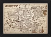 Houten gegraveerde stadskaart - Leeuwarden
