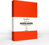 Loom One Premium Hoeslaken – 97% Jersey Katoen / 3% Lycra – 200x220 cm – tot 35cm matrasdikte– 200 g/m² – voor Boxspring-Waterbed - Oranje