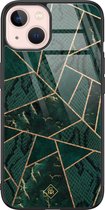 iPhone 13 hoesje glass - Abstract groen | Apple iPhone 13  case | Hardcase backcover zwart