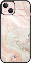 iPhone 13 hoesje glass - Marmer waves | Apple iPhone 13  case | Hardcase backcover zwart