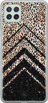 Samsung A22 4G hoesje siliconen - Chevron luipaard | Samsung Galaxy A22 4G case | groen | TPU backcover transparant