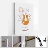 Schilderen Muur Foto's Home Room Decor. Moderne abstracte kunst botanische kunst aan de muur. Boho. Minimal Art Bloem op Geometrische Vormen Achtergrond - Modern Art Canvas - Verti