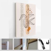 Schilderen Muur Foto's Home Room Decor. Moderne abstracte kunst botanische kunst aan de muur. Boho. Minimal Art Bloem op Geometrische Vormen Achtergrond - Modern Art Canvas - Verti