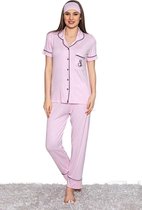Damespyjama | Katoen | korte mouw | Lange pyjamabroek 2-delige set | Maat 2XL | ROOS