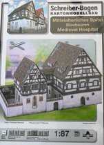 bouwplaat, modelbouw in karton: Middeleeuws Hospitaal, schaal 1/87