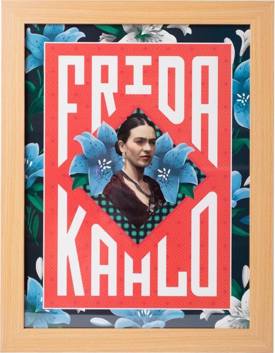 Frida Kahlo Art Print in fotolijst beuken kleur, 30 x 40 cm