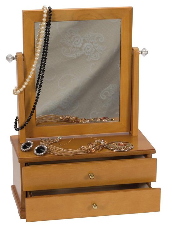 Boîte à bijoux spéciale-vrai-bois-avec grand miroir-