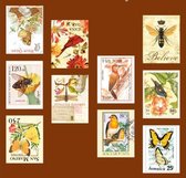 Rol Met Postzegelstickers Insecten En Vogels - D0380 - 10 Soorten, 5 Meter Stickers - Voor Scrapbook Of  Bullet Journal - Stickers Voor Volwassenen En Kinderen - Agenda Stickers -