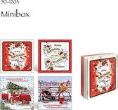 50 Cartes de Noël doubles de Luxe - 2 x 25 pcs - Feuille - 4 motifs - Enveloppe Witte - 10 x 10 cm