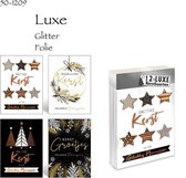 24 Luxe dubbele Kerstkaarten - 2 x 12 st - Folie - Glitter - Witte envelop - 11 x 15 cm