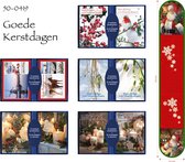 50 Kerstkaarten met envelop & gratis Kaartenhouder - 10 x 14 cm - serie "Goede Kerstdagen"